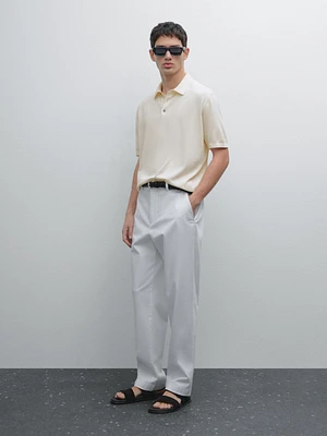 Short sleeve cotton knit polo shirt