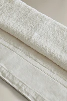 COTTON BATH TOWEL WITH LINEN BORDER