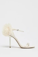 SATIN EFFECT FLOWER HEELED SANDALS - LIMITED EDITION