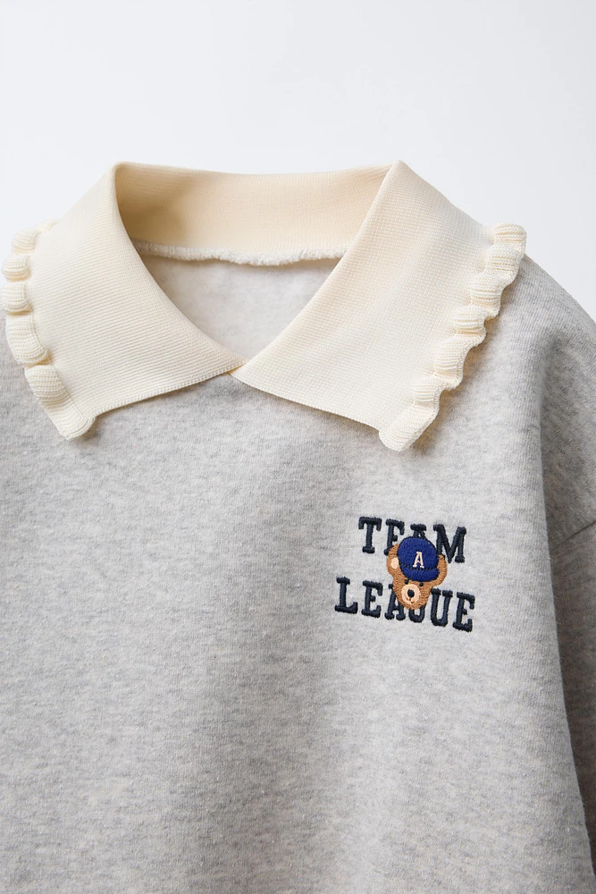 SWEATSHIRT WITH EMBROIDERED COLLAR