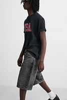 WASHED BAGGY FIT DENIM SHORTS