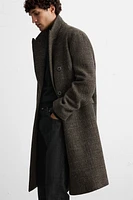 DOUBLE-BREASTED HERRINGBONE COAT