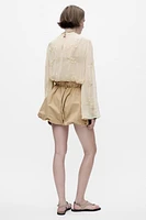 ZW COLLECTION PLEATED EMBROIDERED SHIRT