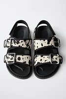 ANIMAL PRINT LEATHER SANDALS