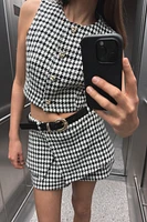 JUPE-CULOTTE STRUCTURÉE PIED-DE-POULE