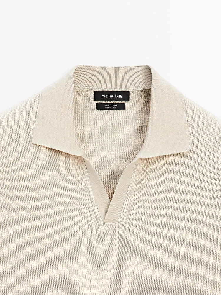 Pull polo contrastant 100 % coton