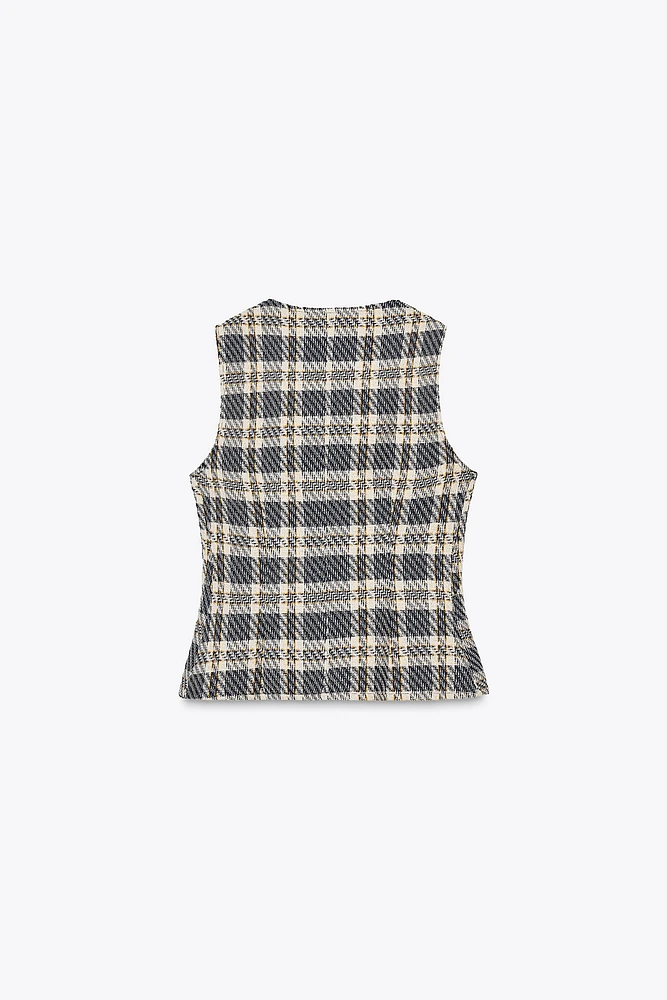 GILET STRUCTURÉE À CARREAUX