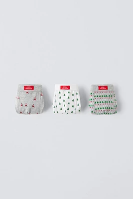 3-6 YEARS/ THREE-PACK OF PRINTED BOXERS