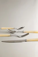 ENSEMBLE COUVERTS 4 PIÈCES MANCHE EFFET NACRÉ