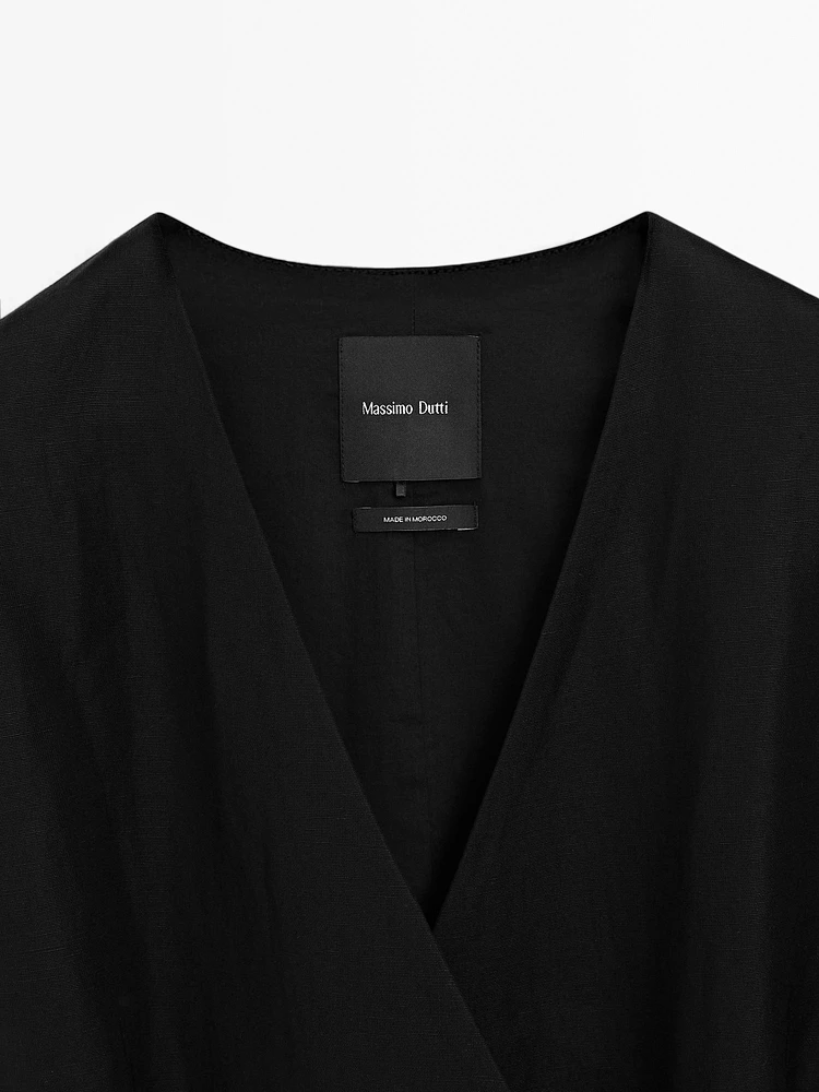 Kimono lin croisé avec nœud