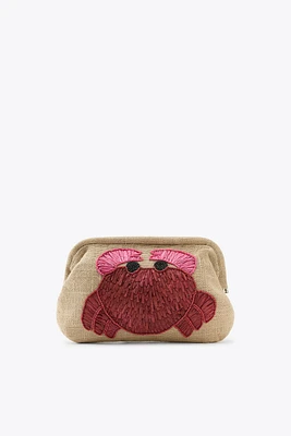 RAFFIA CRAB BEADED BAG