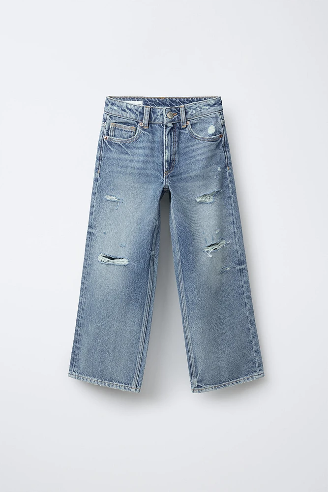 RIPPED WIDE LEG JEANS