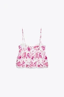 PRINTED TOP WITH OPENWORK EMBROIDERY