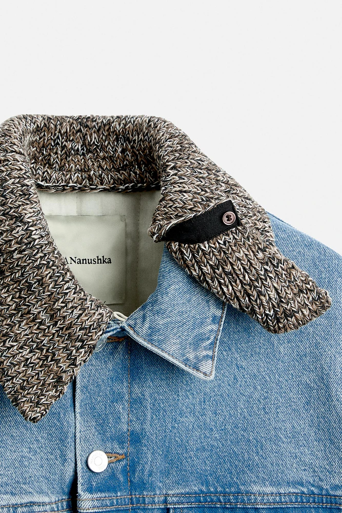 KNIT COLLAR DENIM JACKET X NANUSHKA