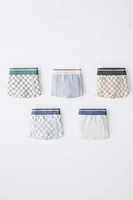 6- ANS/ LOT DE CINQ BOXERS CARREAUX DAMIER