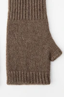 FINGERLESS RIBBED KNIT GLOVES