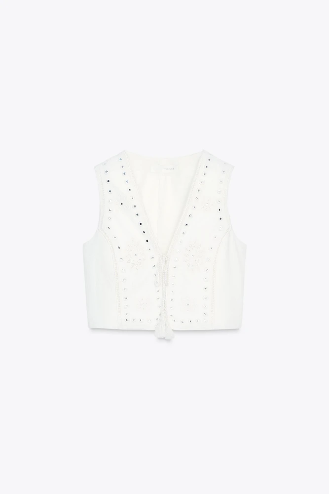 TOP GILET BRODÉ AVEC MIROIRS
