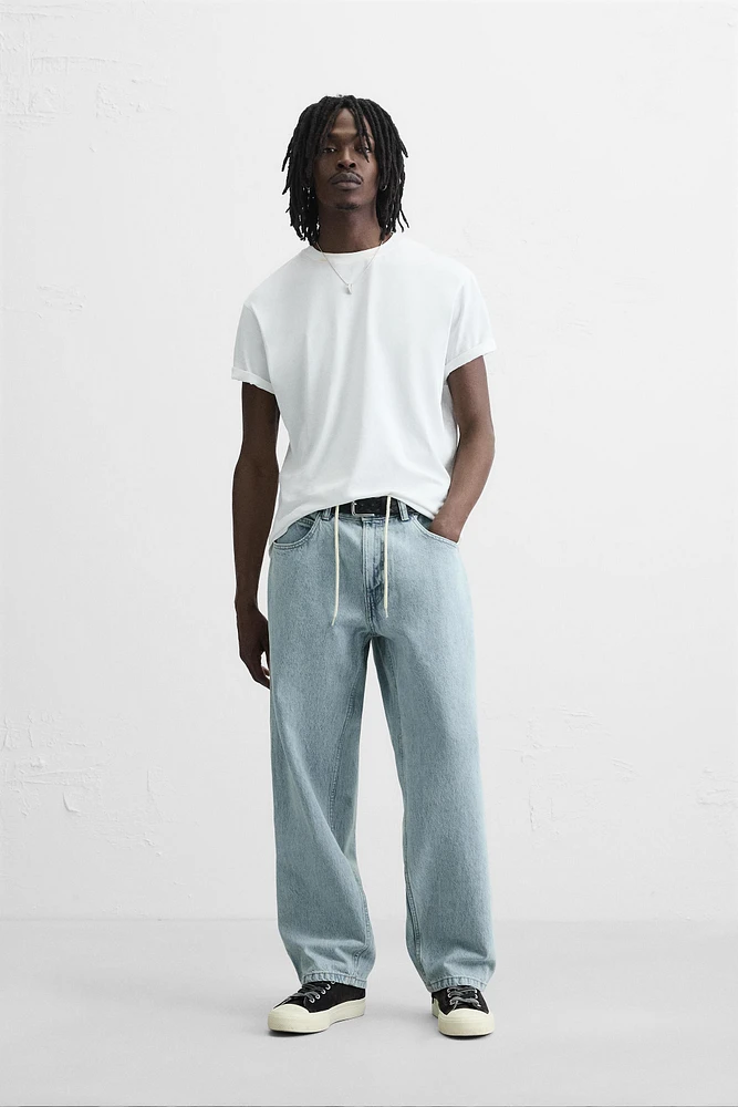 RELAXED FIT DRAWSTRING JEANS