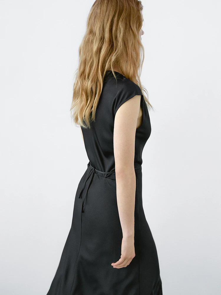 Flowing satin midi dress