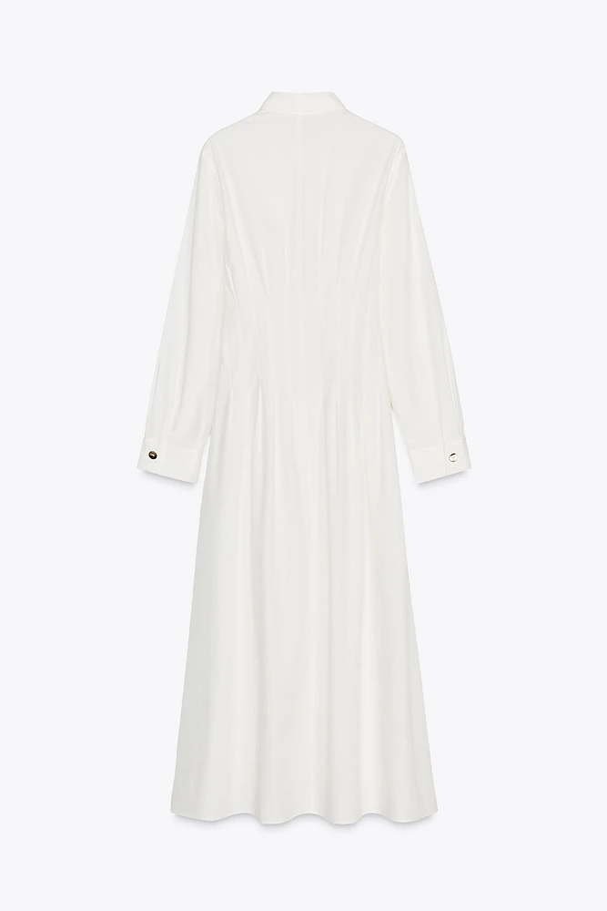 ROBE EN POPELINE À TAILLE CINTRÉE