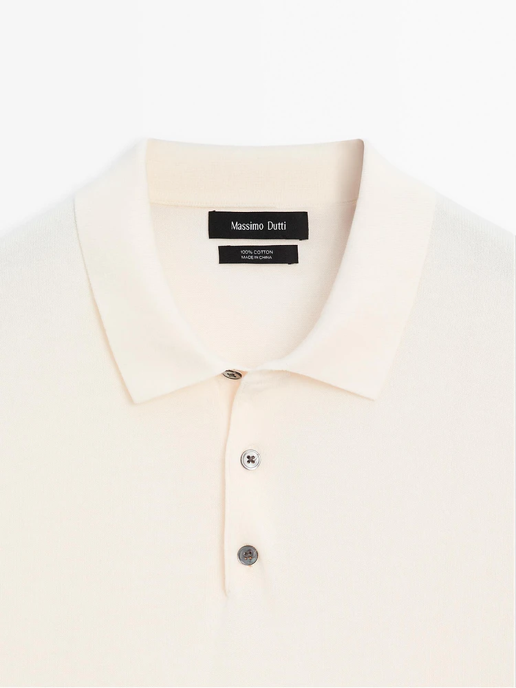 Short sleeve cotton knit polo shirt