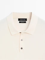 Short sleeve cotton knit polo shirt