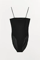 FITTED STRAPPY BODYSUIT WITH SEAMS