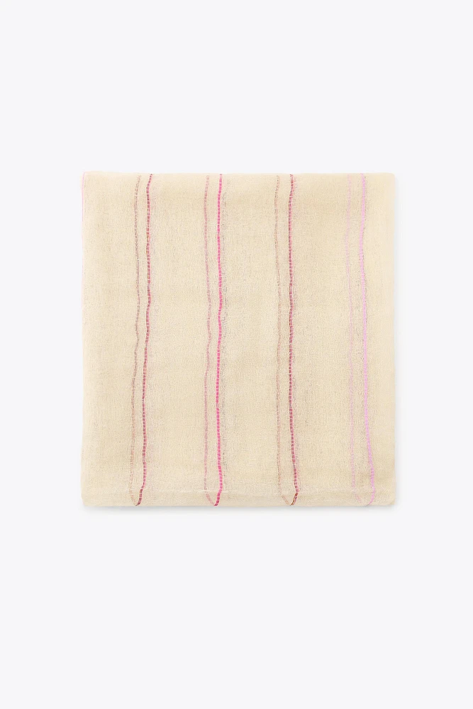 STRIPED LINEN SCARF