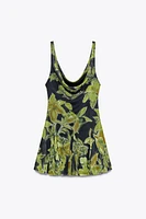 PRINTED TULLE SHORT DRESS