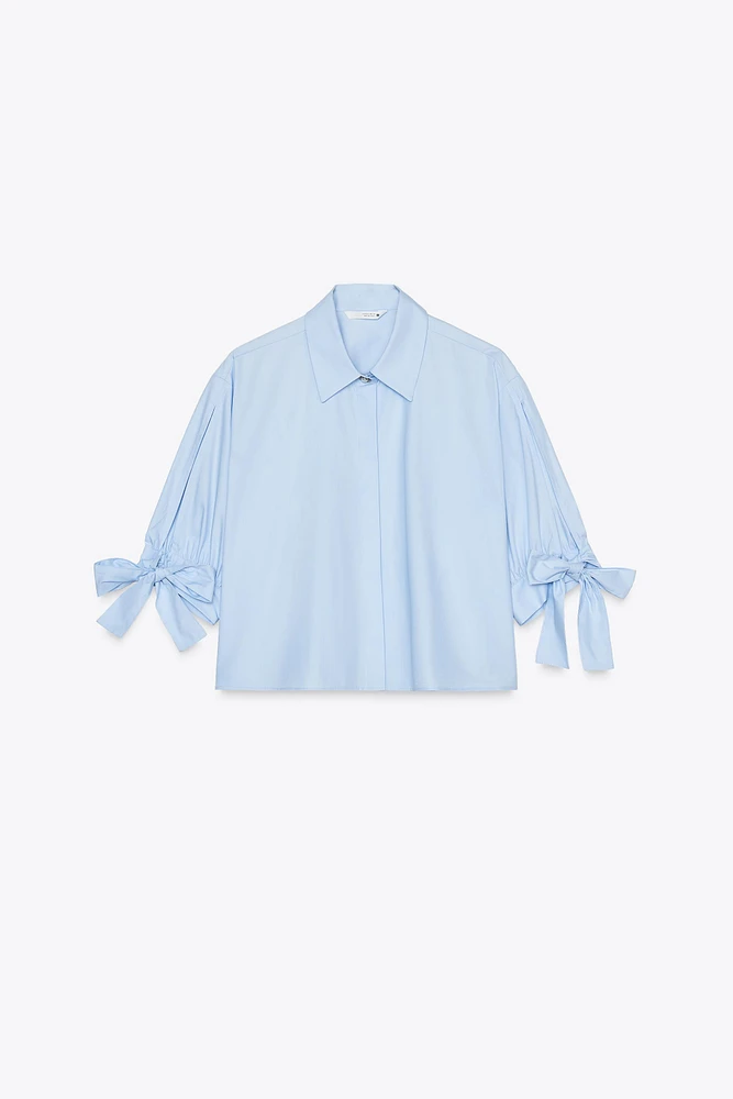 POPLIN SHIRT WITH TIES
