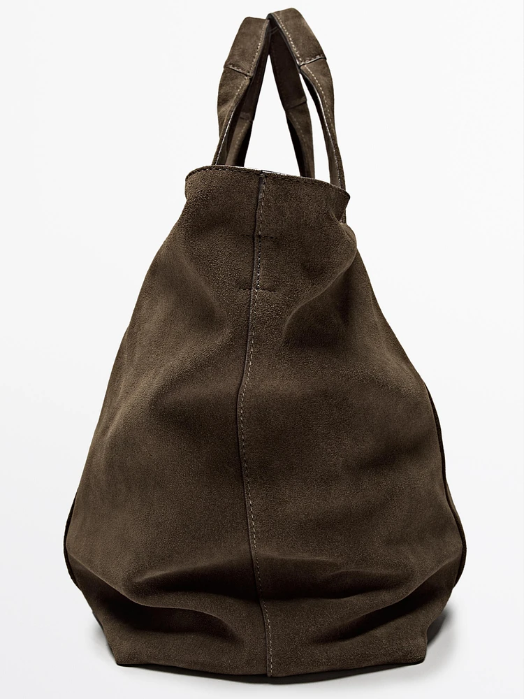 Sac cabas en croûte de cuir