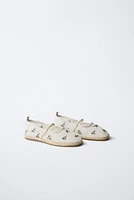 EMBROIDERED JUTE BALLET FLATS