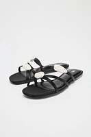SATIN-EFFECT FLOWER SANDALS