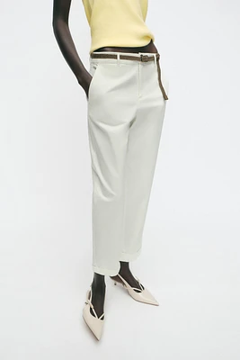 BRAIDED BELTED CHINO PANTS