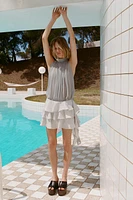ASYMMETRIC RUFFLE MINI SKIRT