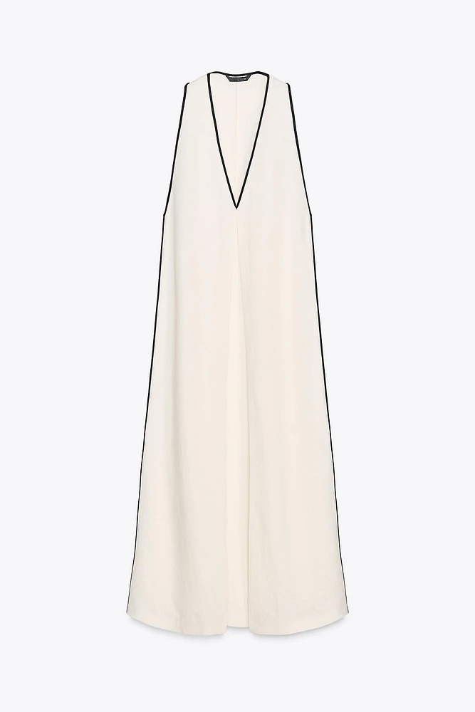 ZW COLLECTION LINEN BLEND DRESS WITH TRIM