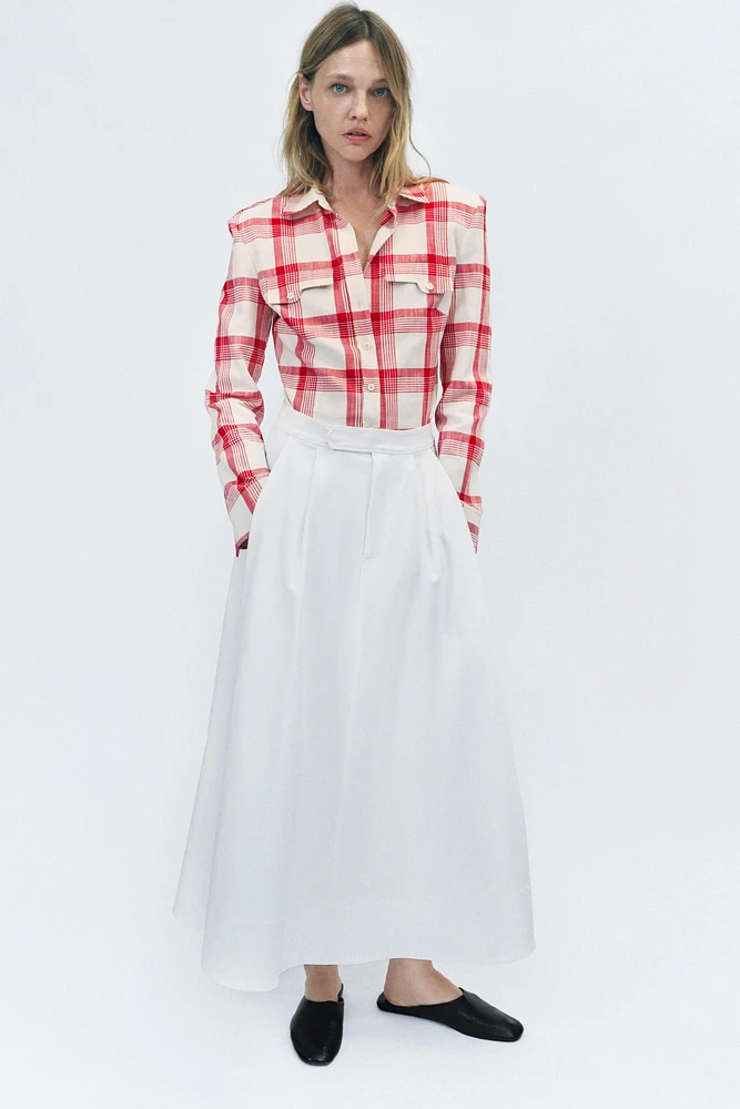 PLAID SHOULDER PAD SHIRT ZW COLLECTION