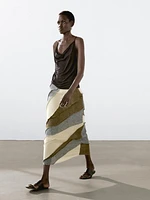 Jupe midi patchwork 100 % lin