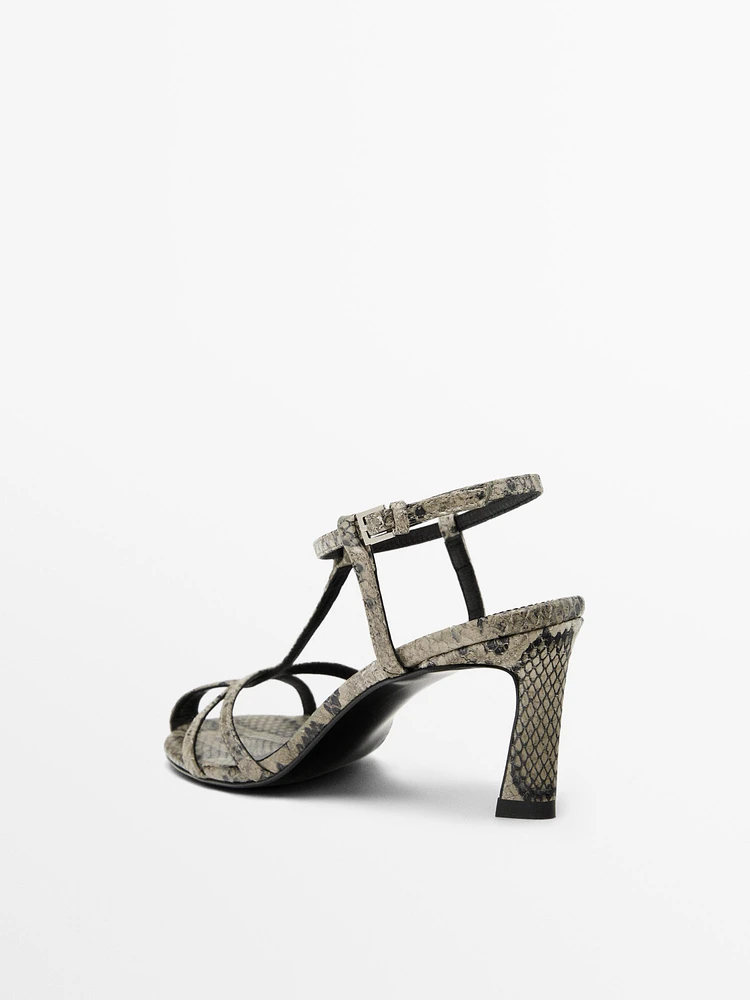 Sandales à talon imprimées