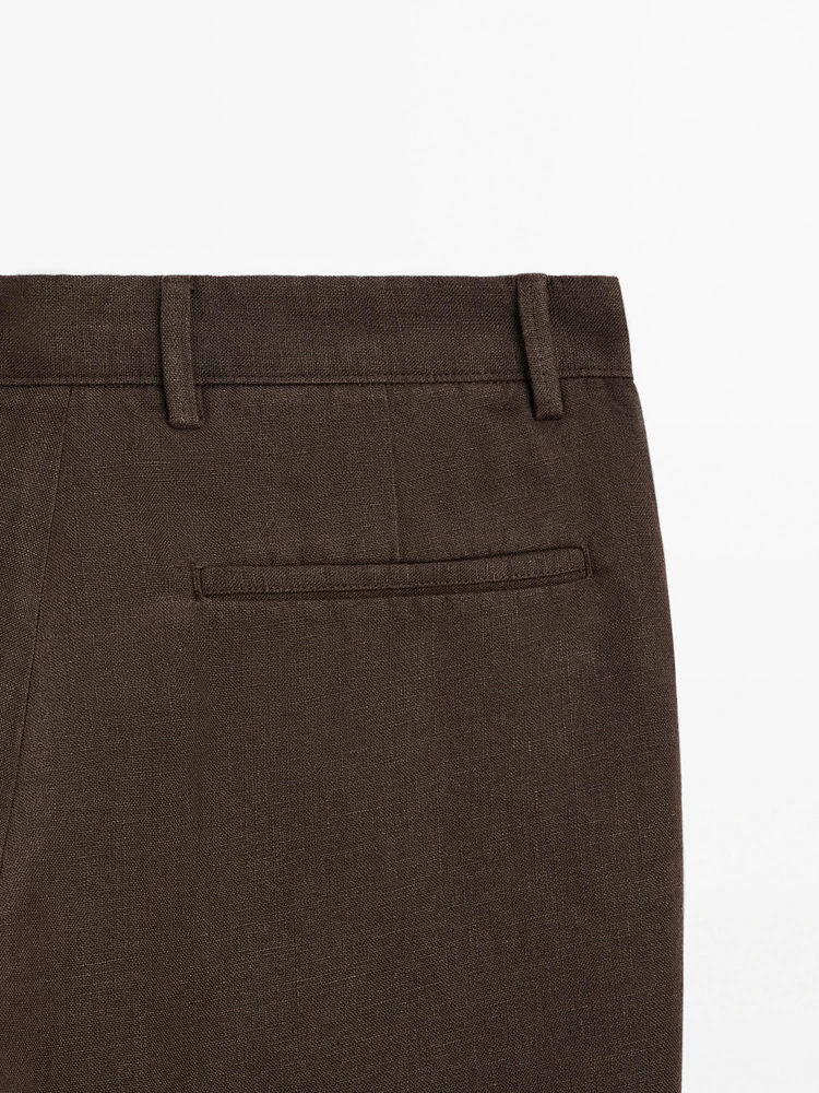 Pantalon straight 100 % lin