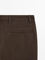 Pantalon straight 100 % lin