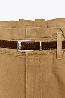 Z1975 DENIM PAPERBAG BELTED SHORTS