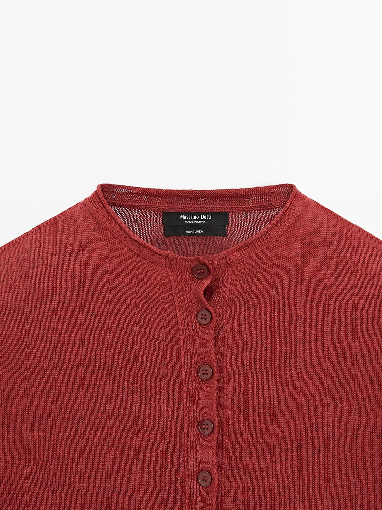 Cardigan manches longues 100 % lin