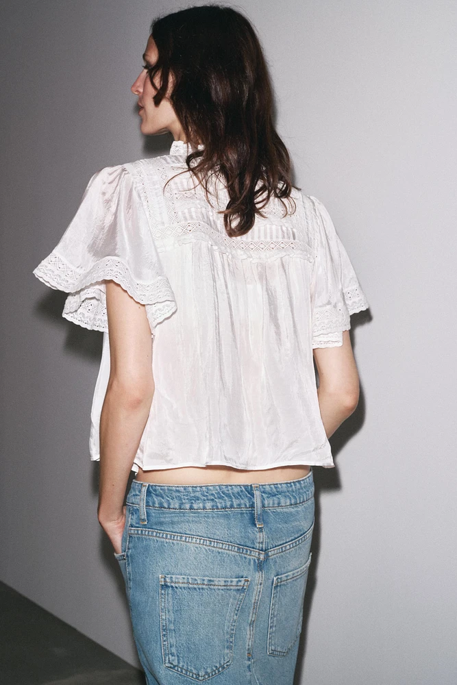 ZW COLLECTION LACE SATIN EFFECT TOP