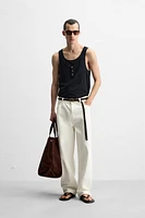 DOUBLE NECK BUTTON TANK TOP