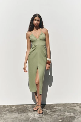 LINEN MIDI DRESS