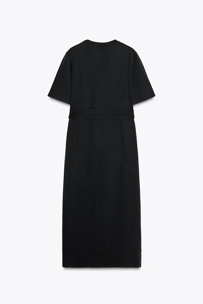 BELTED INTERLOCK DRESS
