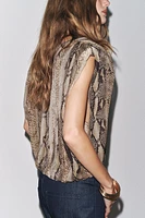 BLOUSE À ÉPAULETTES AVEC IMPRIMÉ ANIMAL ZW COLLECTION