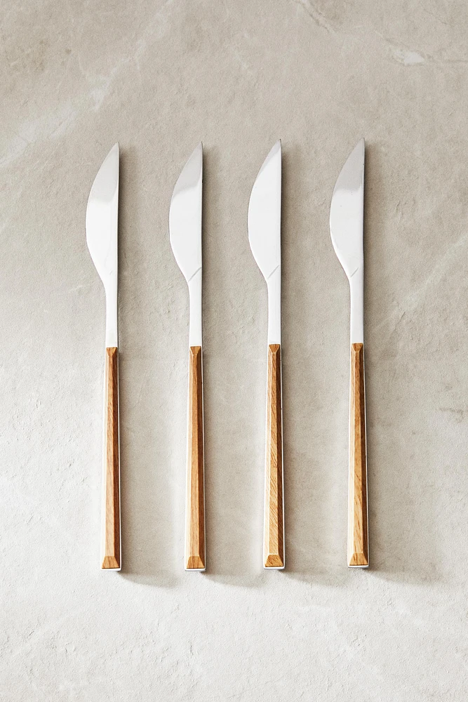 SET OF KNIVES WITH WOOD-DESIGN HANDLES (SET OF 4)