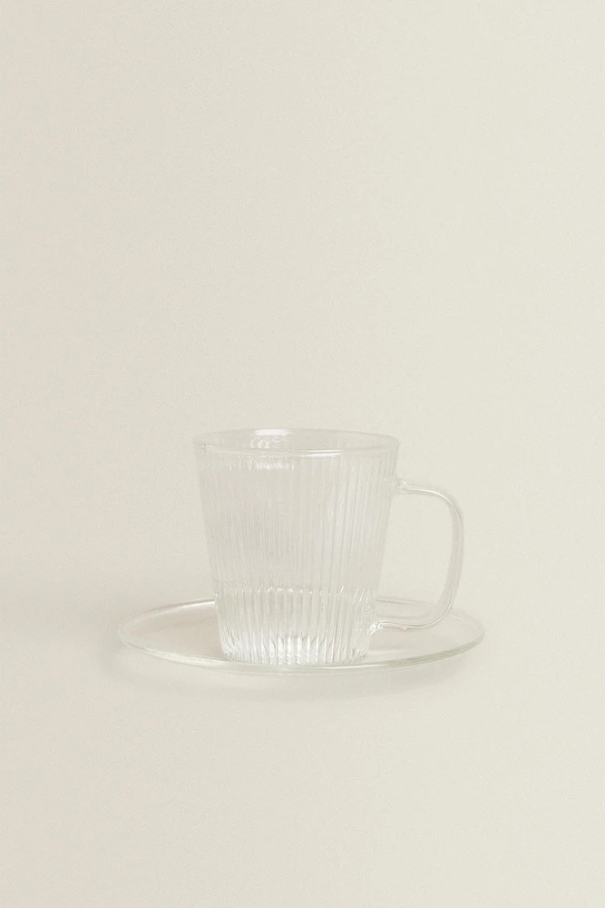 BOROSILICATE GLASS COFFEE CUP AND SAUCER